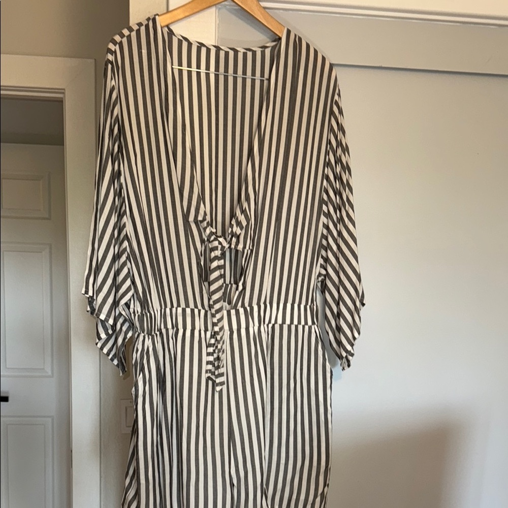 SHEIN Striped grey and White Jumpsuit